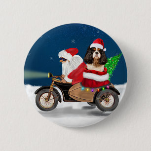 Cavalier King Dog Weihnachtsmann-Claus Button