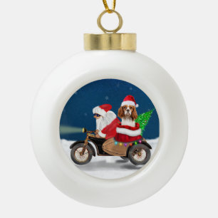 Cavalier King Dog Weihnachtsmann Keramik Kugel-Ornament