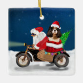 Cavalier King Dog Weihnachtsmann Keramikornament (Vorderseite)