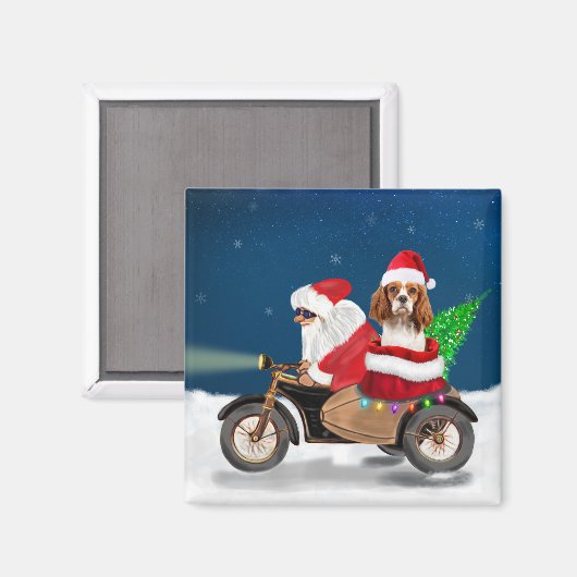 Cavalier King Dog Weihnachtsmann Magnet (Vorderseite/Rückseite)