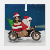 Cavalier King Dog Weihnachtsmann Ornament Aus Glas (Rückseite)