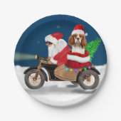 Cavalier King Dog Weihnachtsmann Pappteller (Vorderseite)
