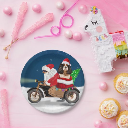 Cavalier King Dog Weihnachtsmann Pappteller (Party)