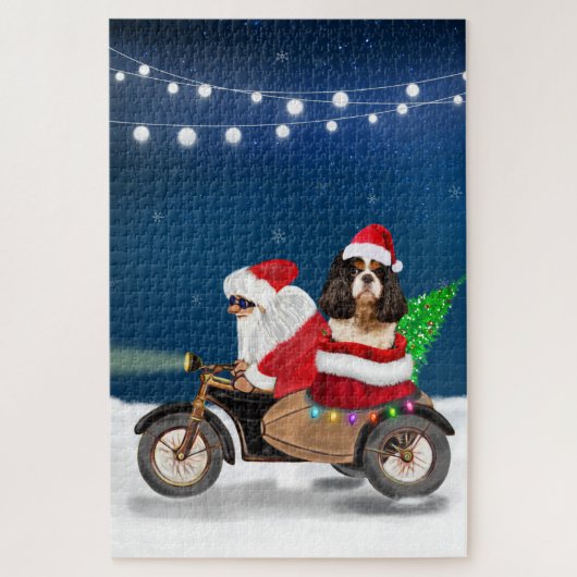 Cavalier King Dog Weihnachtsmann Puzzle (Vertikal)