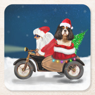 Cavalier King Dog Weihnachtsmann Rechteckiger Pappuntersetzer