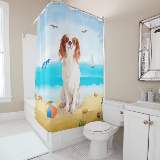 Cavalier King Hund am Strand Duschvorhang (Beispiel)