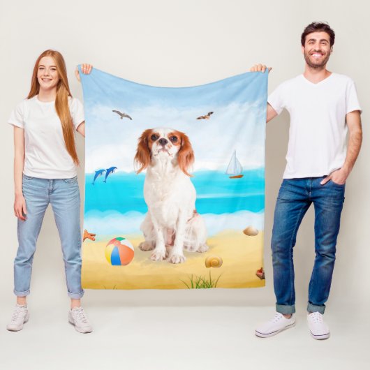 Cavalier King Hund am Strand Fleecedecke (Beispiel)