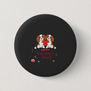 Cavalier King Hund Frohen Valentinstag Floral Button
