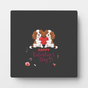Cavalier King Hund Frohen Valentinstag Floral Fotoplatte