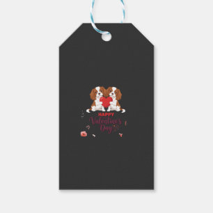 Cavalier King Hund Frohen Valentinstag Floral Geschenkanhänger