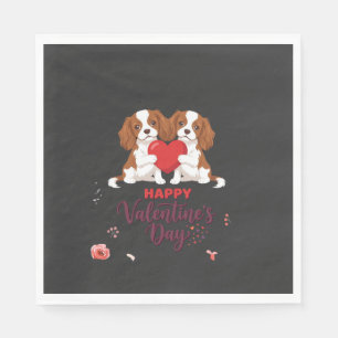 Cavalier King Hund Frohen Valentinstag Floral Serviette