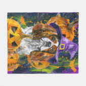 Cavalier King Hund Halloween Hexe und Kürbis Fleecedecke (Vorderseite (Horizontal))