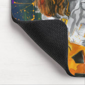 Cavalier King Hund Halloween Hexe und Kürbis Mousepad (Ecke)