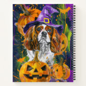 Cavalier King Hund Halloween Hexe und Kürbis Notizblock (Rückseite)