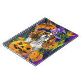 Cavalier King Hund Halloween Hexe und Kürbis Notizblock (Linke Seite)