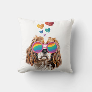 Cavalier King Hund mit Herzen Valentinstag Kissen