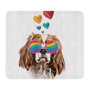 Cavalier King Hund mit Herzen Valentinstag Schneidebrett