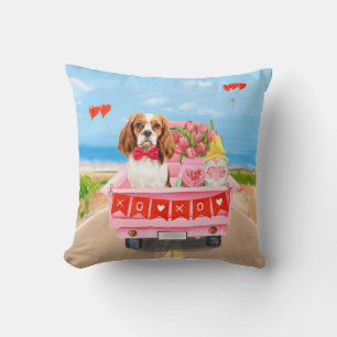 Cavalier King Hund Valentinstag LKW Herzen Kissen