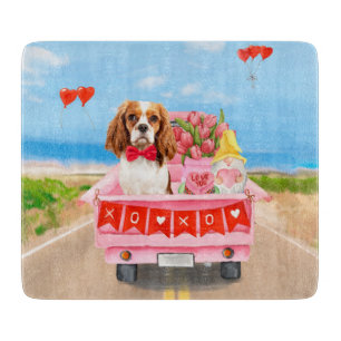 Cavalier King Hund Valentinstag LKW Herzen Schneidebrett