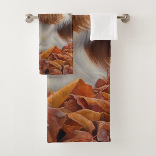 Cavalier King im Herbst Leaves Fall Inspiriert Badhandtuch Set (Insitu)