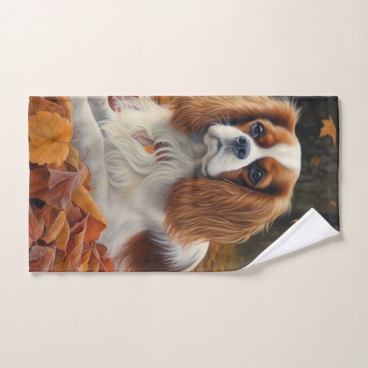 Cavalier King im Herbst Leaves Fall Inspiriert Badhandtuch Set (Handtuch)