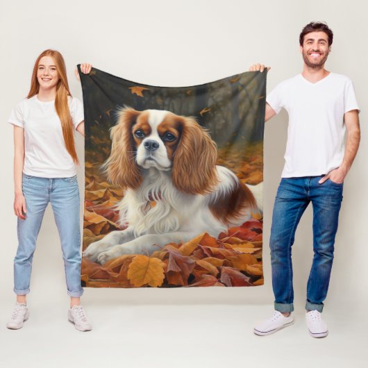 Cavalier King im Herbst Leaves Fall Inspiriert Fleecedecke (Beispiel)