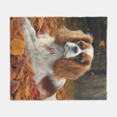 Cavalier King im Herbst Leaves Fall Inspiriert Fleecedecke (Vorderseite (Horizontal))