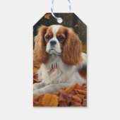Cavalier King im Herbst Leaves Fall Inspiriert Geschenkanhänger (Rückseite)