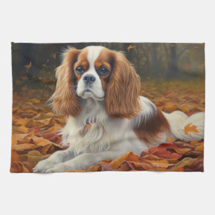 Cavalier King im Herbst Leaves Fall Inspiriert Geschirrtuch