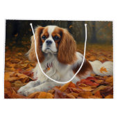 Cavalier King im Herbst Leaves Fall Inspiriert Große Geschenktüte (Rückseite)