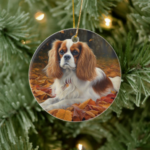 Cavalier King im Herbst Leaves Fall Inspiriert Keramik Ornament