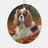 Cavalier King im Herbst Leaves Fall Inspiriert Keramik Ornament (Links)