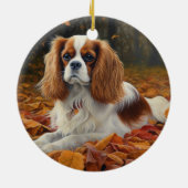 Cavalier King im Herbst Leaves Fall Inspiriert Keramik Ornament (Hinten)