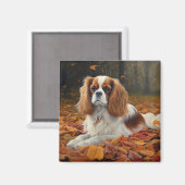 Cavalier King im Herbst Leaves Fall Inspiriert Magnet (Vorderseite/Rückseite)