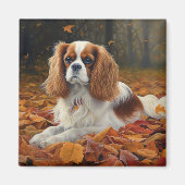 Cavalier King im Herbst Leaves Fall Inspiriert Magnet (Vorne)