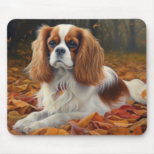 Cavalier King im Herbst Leaves Fall Inspiriert Mousepad (Vorne)