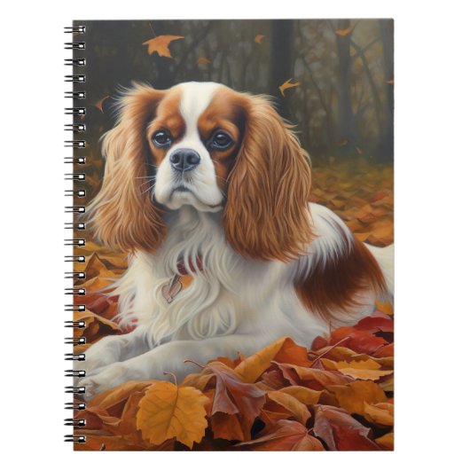 Cavalier King im Herbst Leaves Fall Inspiriert Notizblock (Vorderseite)