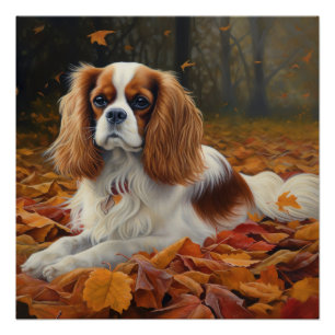Cavalier King im Herbst Leaves Fall Inspiriert Poster