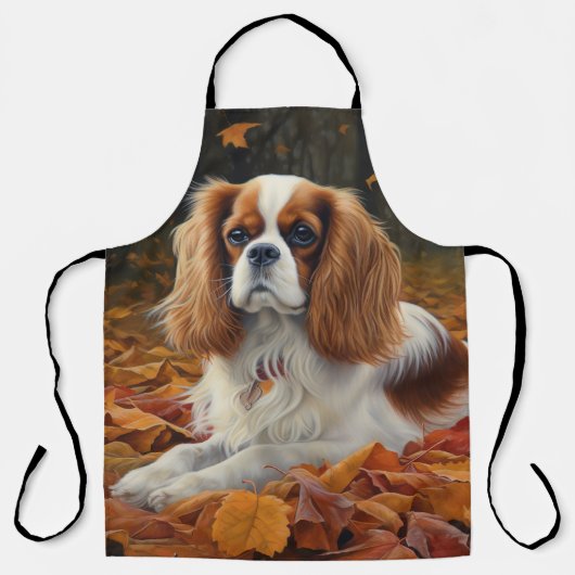 Cavalier King im Herbst Leaves Fall Inspiriert Schürze (Vorderseite)
