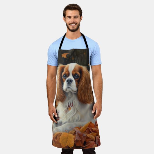 Cavalier King im Herbst Leaves Fall Inspiriert Schürze (Getragen)