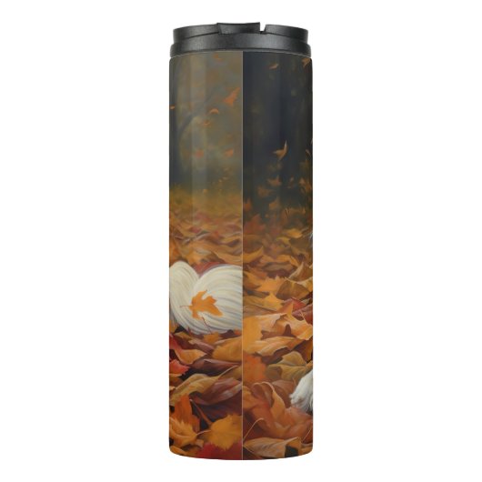 Cavalier King im Herbst Leaves Fall Inspiriert Thermosbecher (Rückseite)