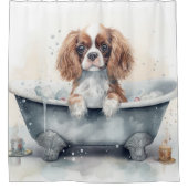 Cavalier King in der Badewanne Wasserfarben Dog Ku Duschvorhang (Vorderseite)