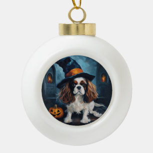 Cavalier King Kürbisse Halloween Gruselig Keramik Kugel-Ornament