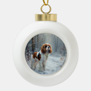 Cavalier King Lass es schneien Weihnachten Gebürst Keramik Kugel-Ornament