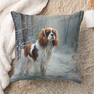 Cavalier King Lass es schneien Weihnachten Gebürst Kissen
