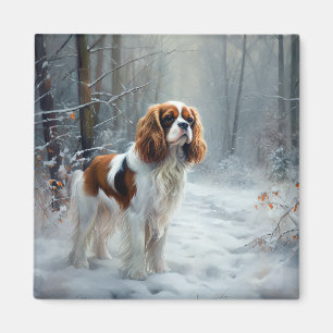 Cavalier King Lass es schneien Weihnachten Gebürst Magnet