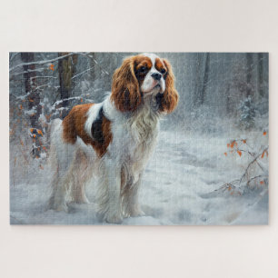 Cavalier King Lass es schneien Weihnachten Gebürst Puzzle