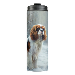 Cavalier King Lass es schneien Weihnachten Gebürst Thermosbecher