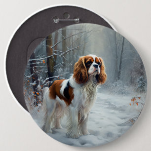 Cavalier King Let It Snow Christmas gebürstet Button