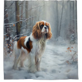 Cavalier King Let It Snow Christmas gebürstet Duschvorhang (Vorderseite)